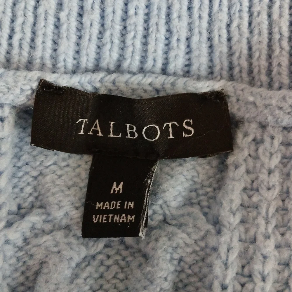 Talbots Blue Cable Knit Sweater Sleeveless Size M - Picture 7 of 8